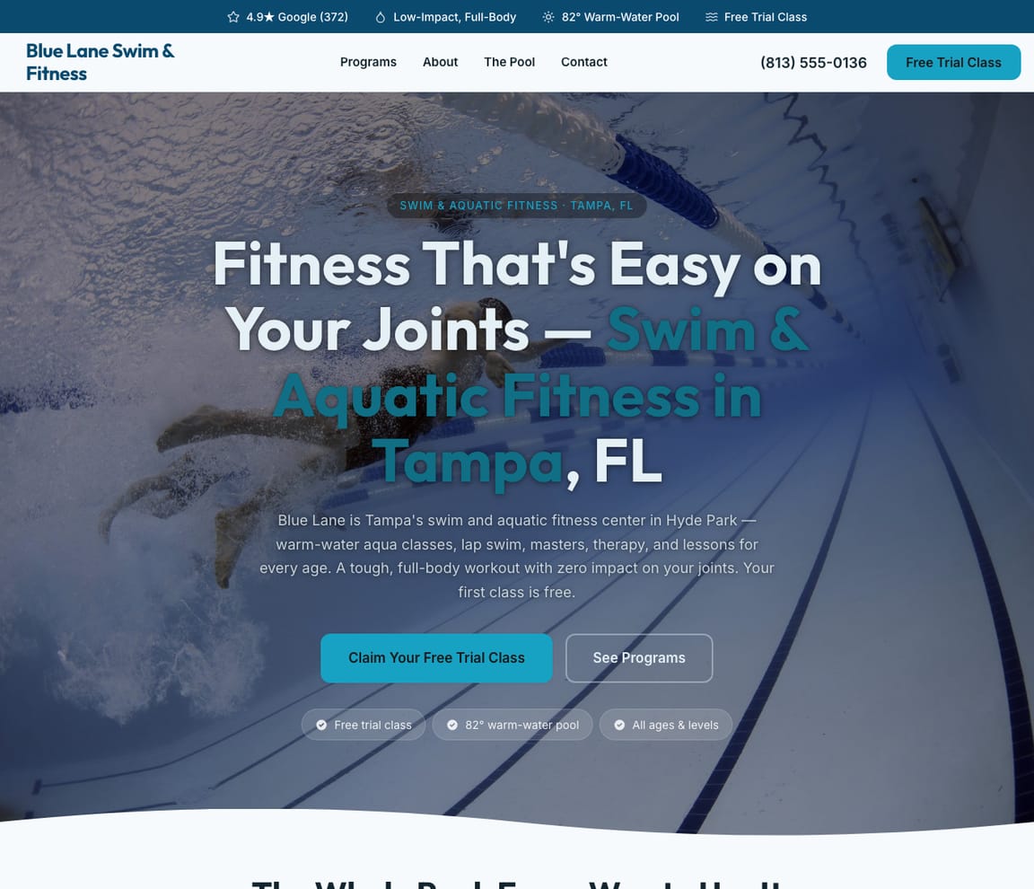 Aquatic Fitness Center website template preview