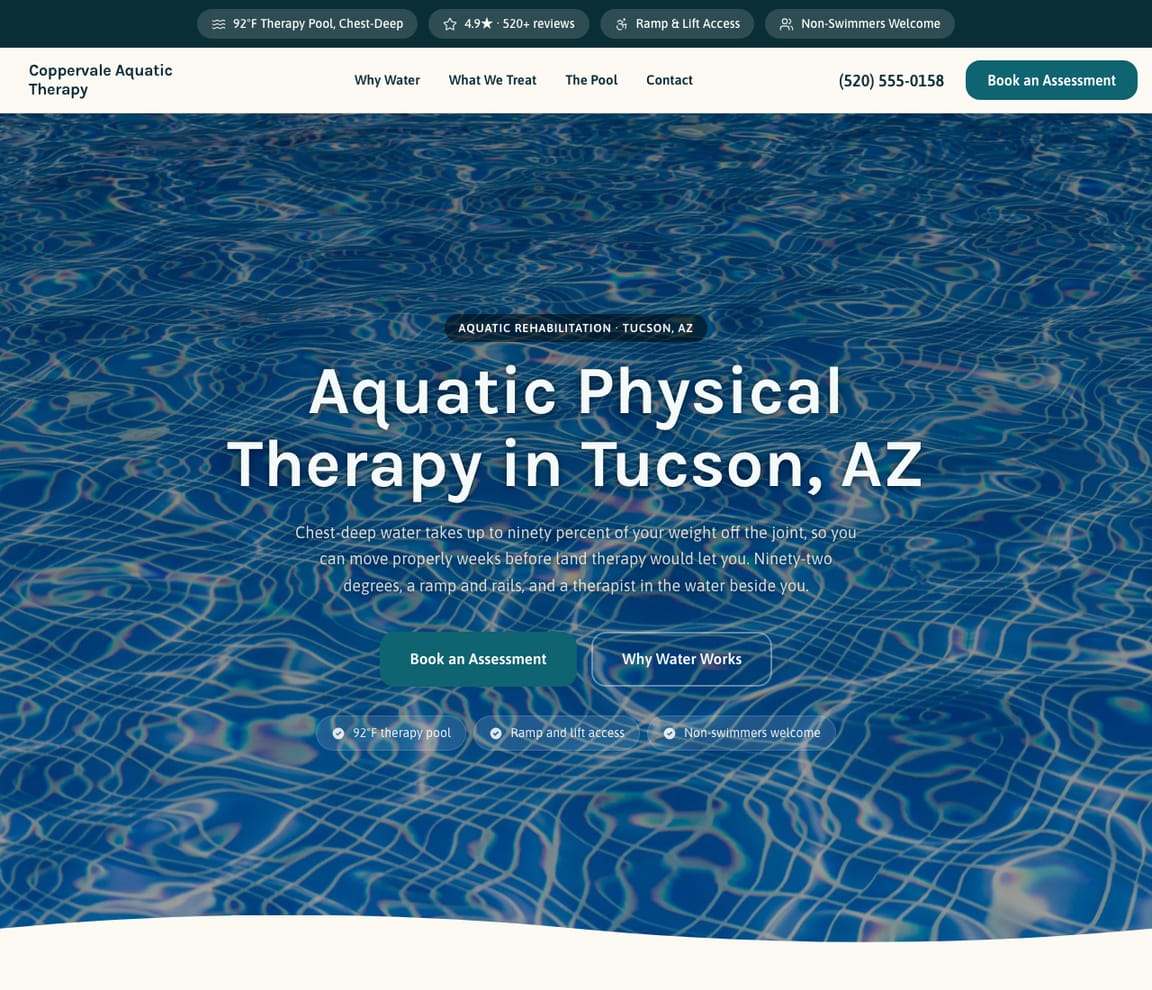 Aquatic Physical Therapy website template preview