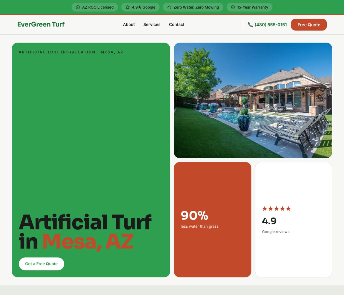 Landscaping - Artificial Turf website template preview