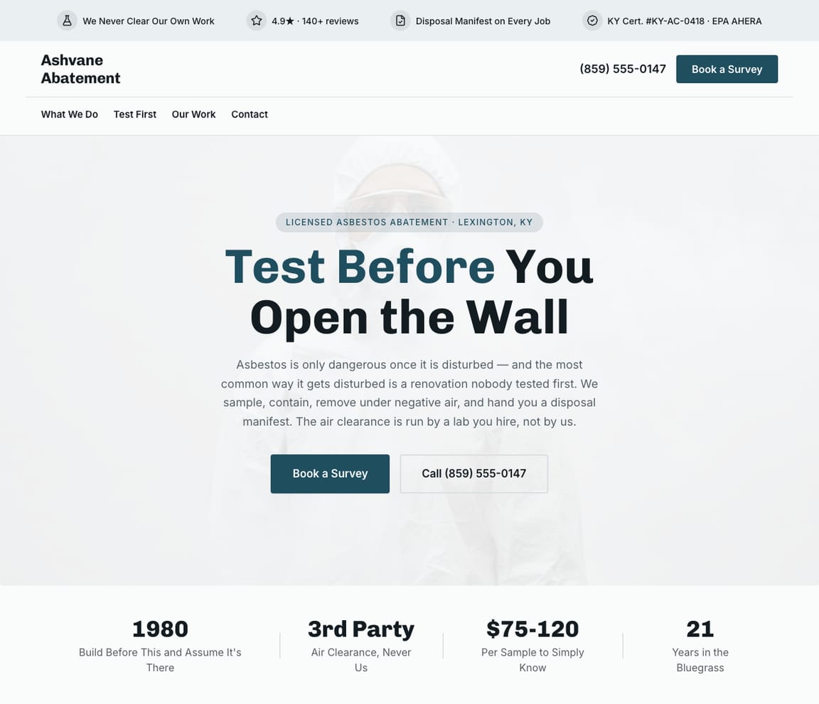 Asbestos Abatement website template preview