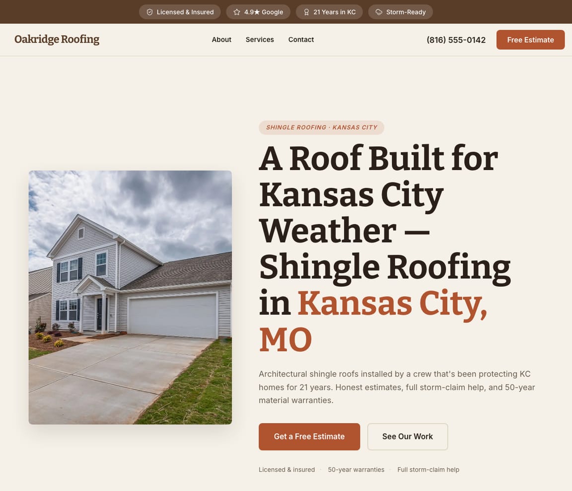 Roofing - Asphalt Shingle website template preview