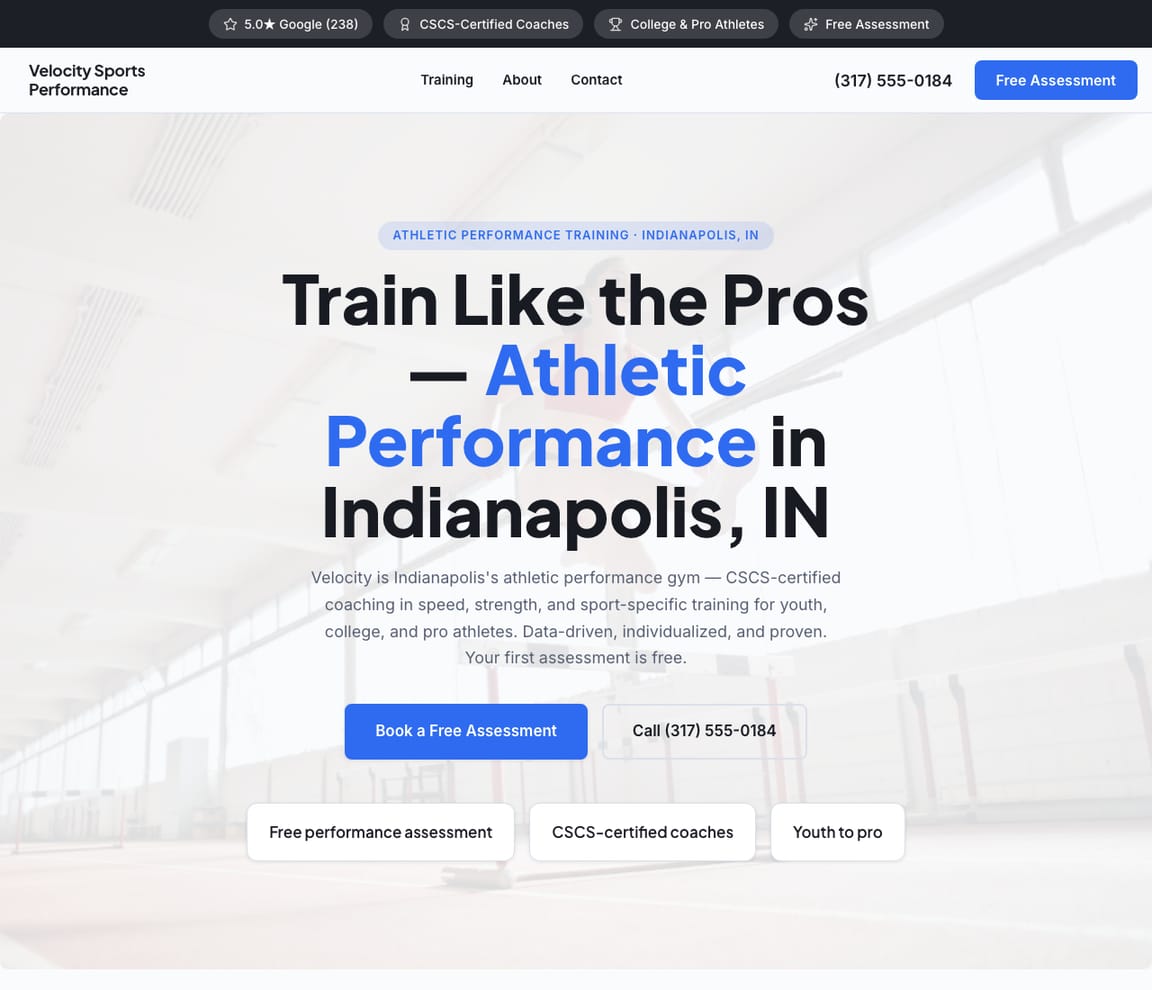 Athletic Performance website template preview