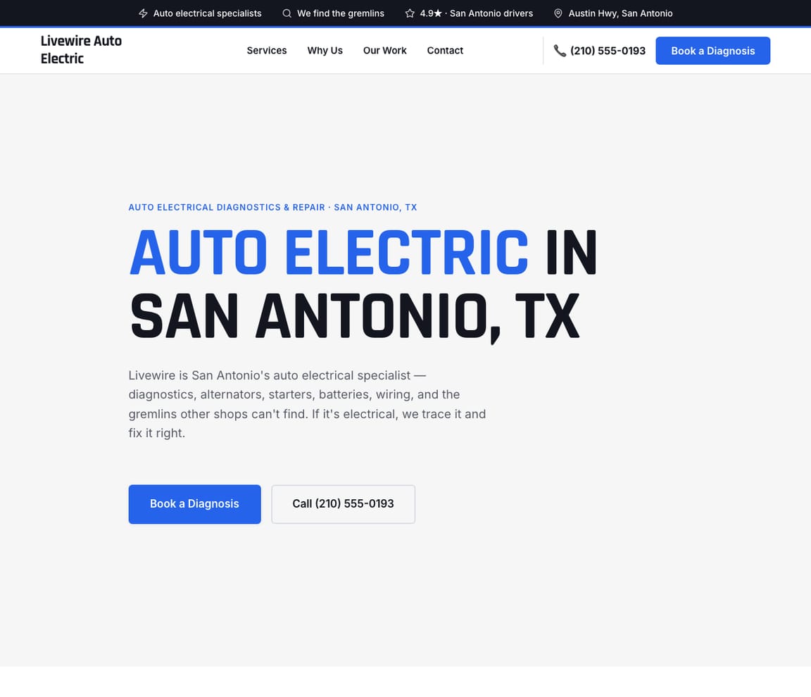 Auto Electrical website template preview