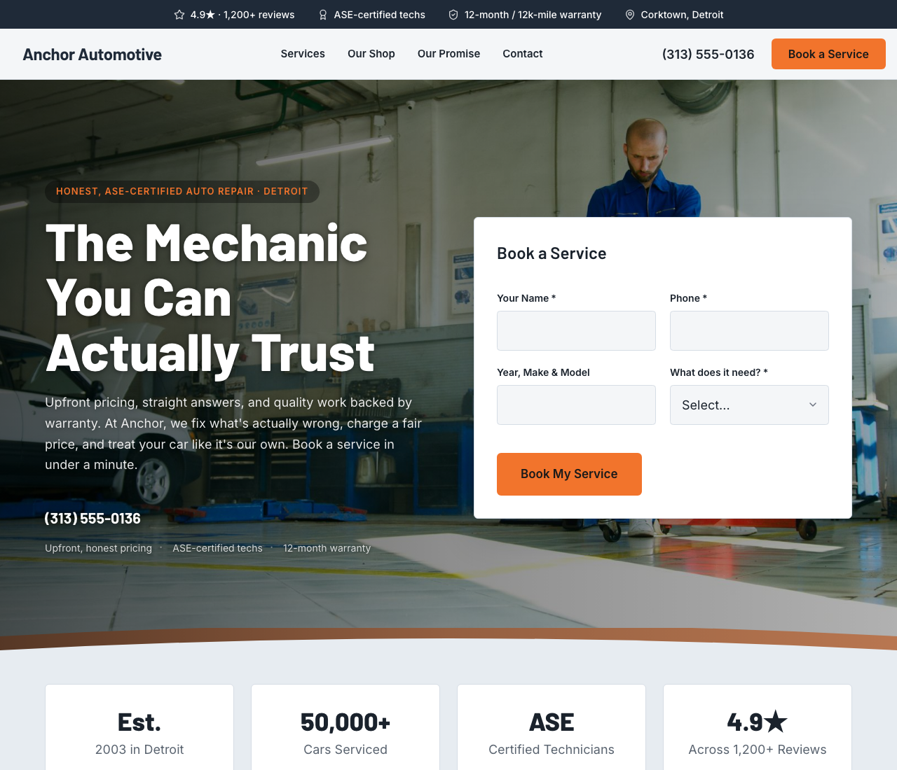 auto-repair website template