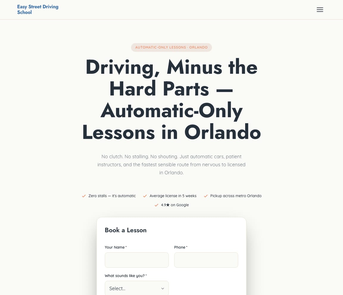 Automatic Driving Lessons website template preview