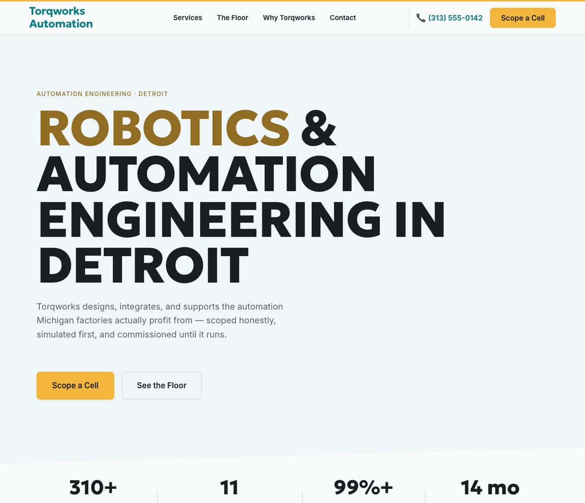 Automation Engineering website template preview