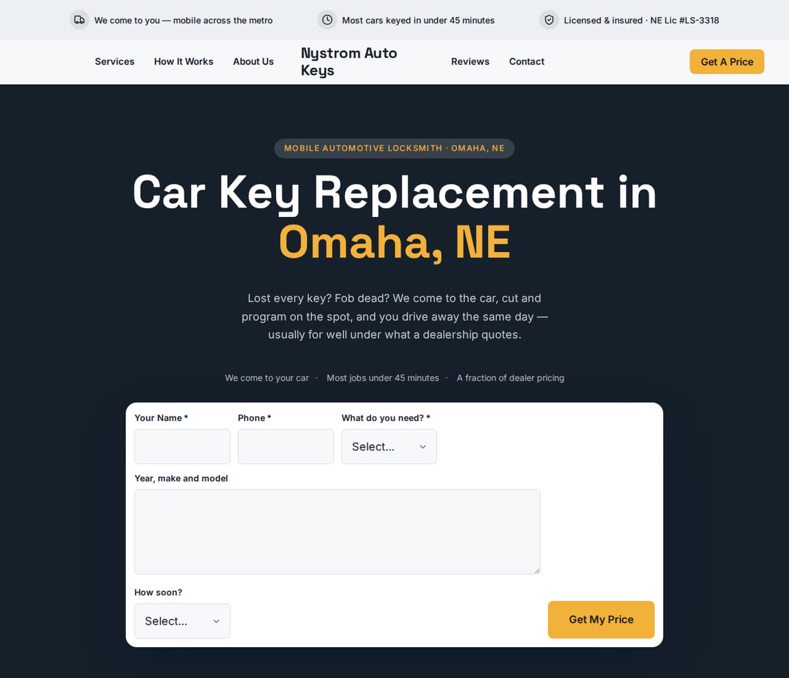 Automotive Car Keys website template preview