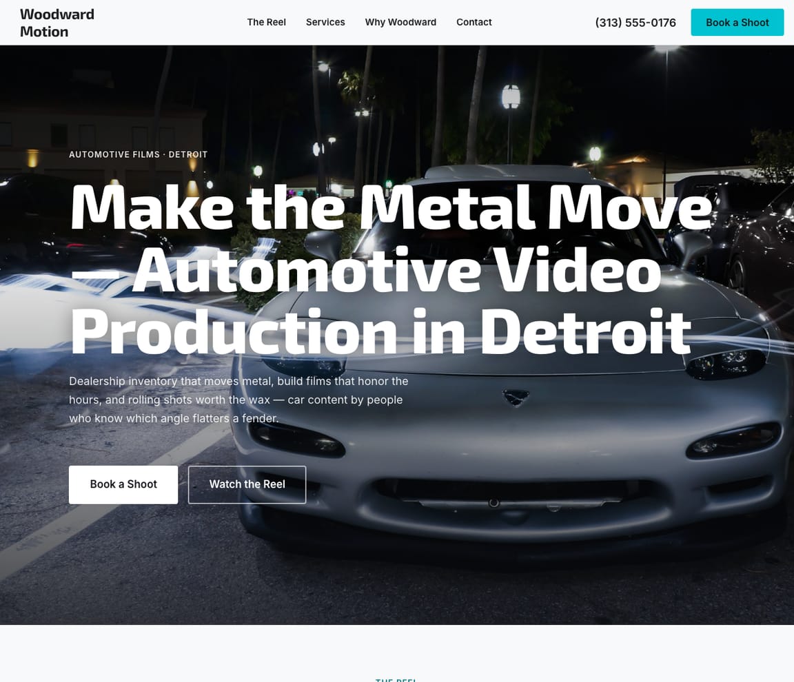 Automotive Videography website template preview