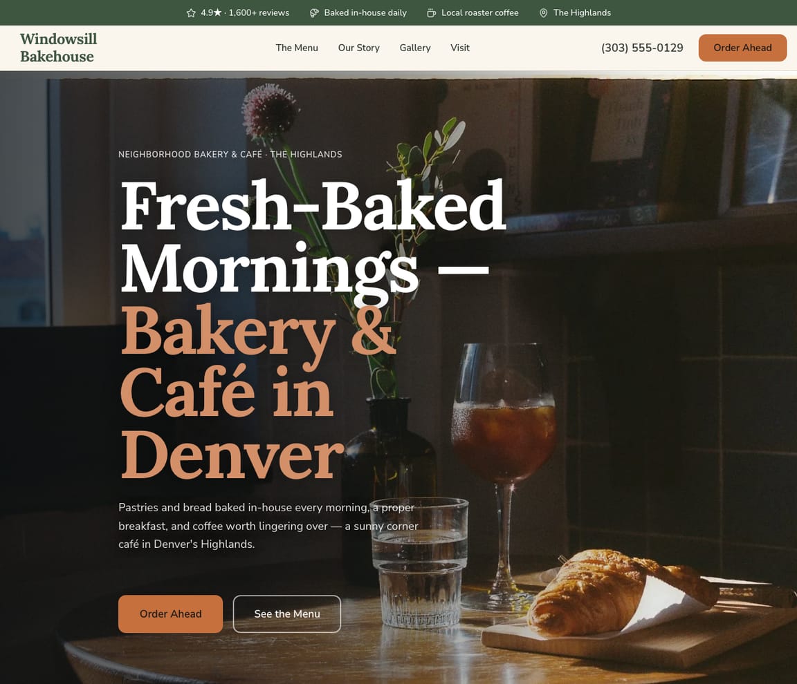 Bakery & Café website template preview