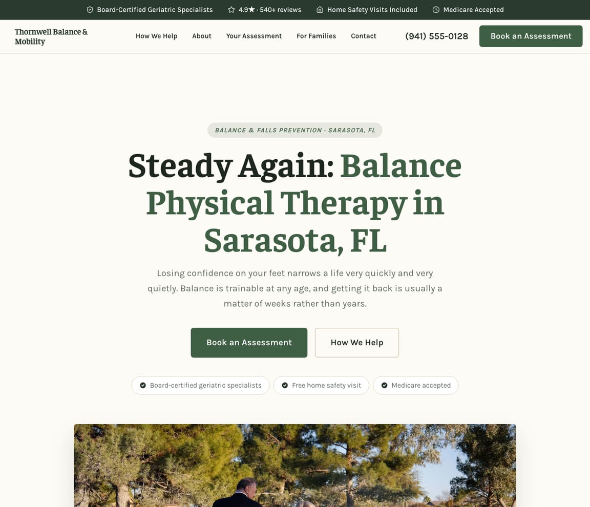 Balance & Falls Physical Therapy website template preview