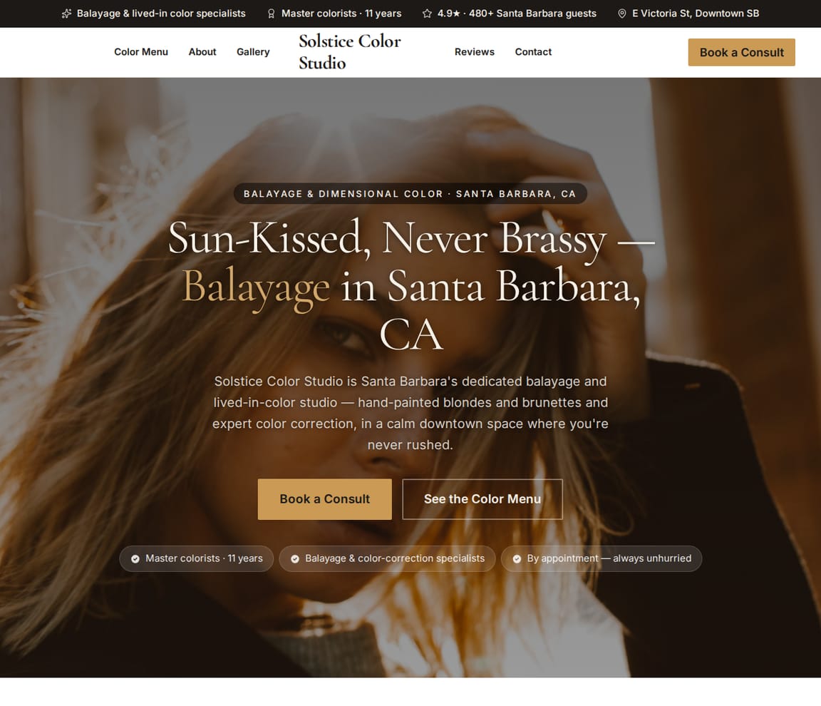 Balayage & Color Studio website template preview