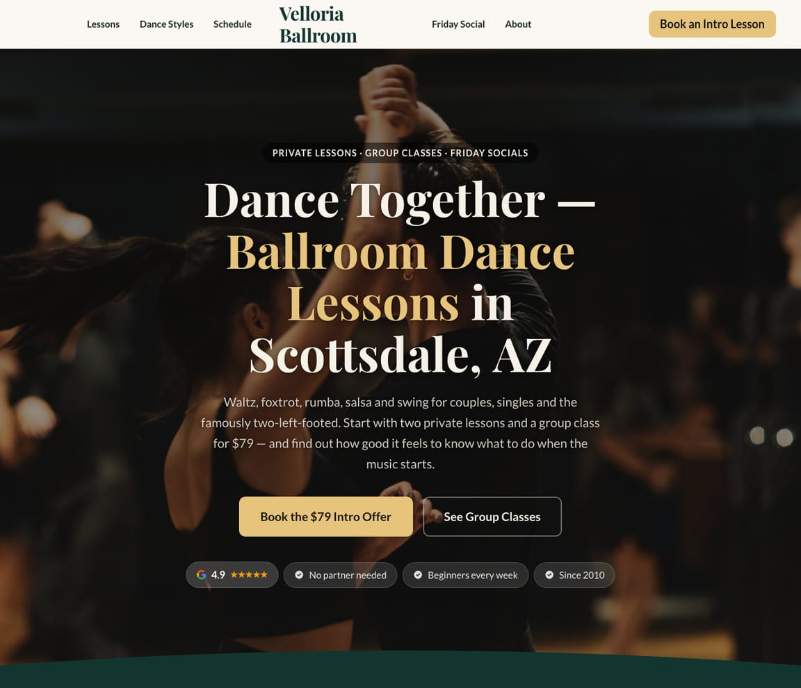 Ballroom Dance Studio website template preview