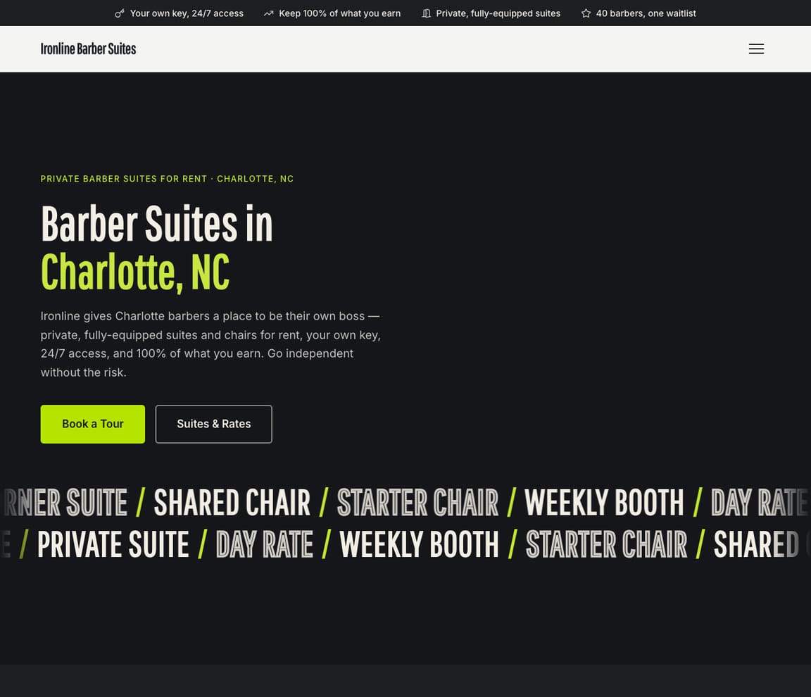 Barber Booth Rental & Suites website template preview
