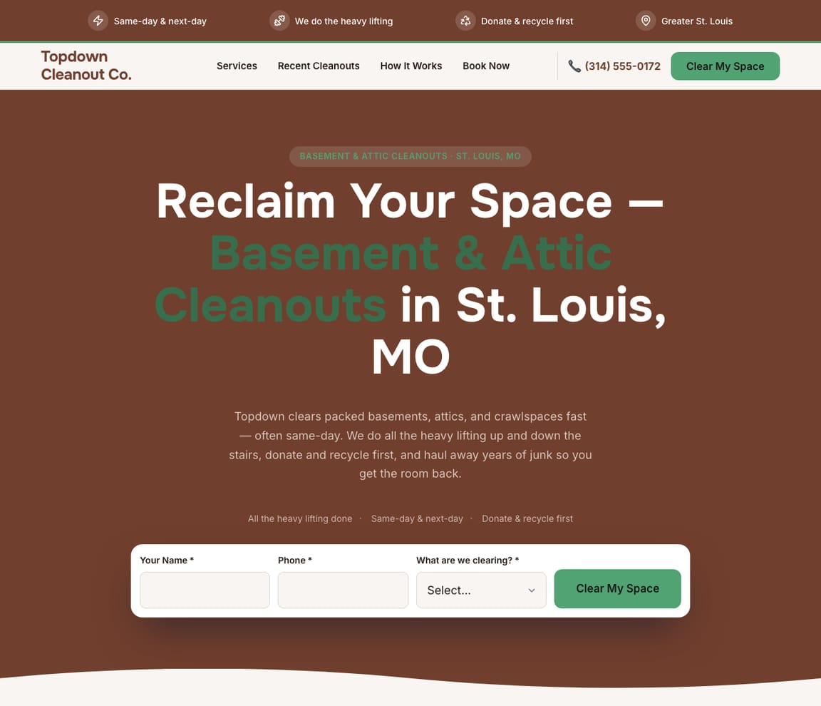 Basement & Attic Cleanouts website template preview