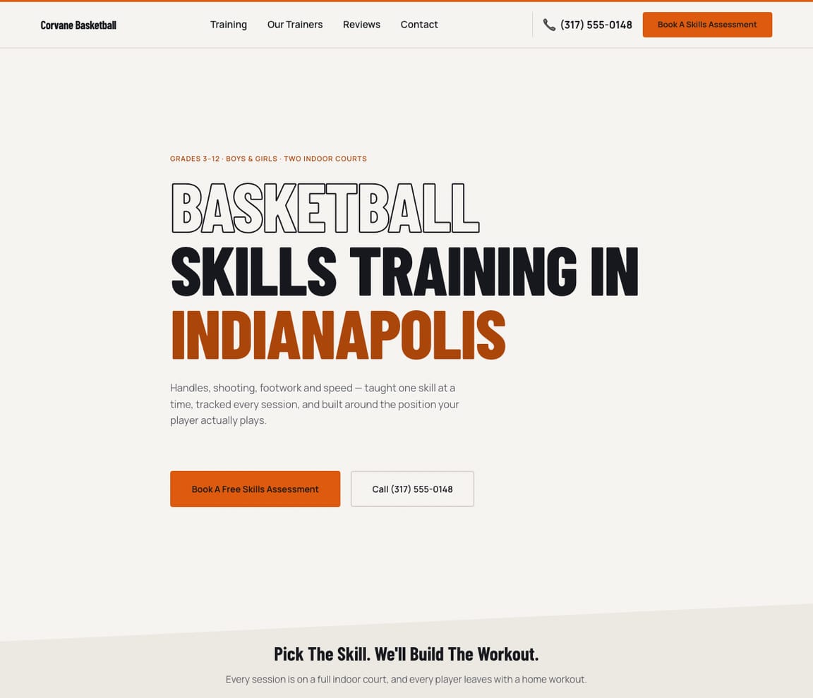 Basketball Skills Training website template preview