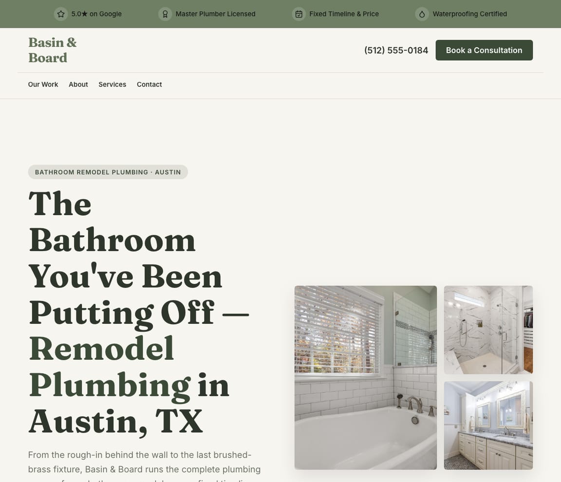 Plumber - Bathroom Remodel website template preview