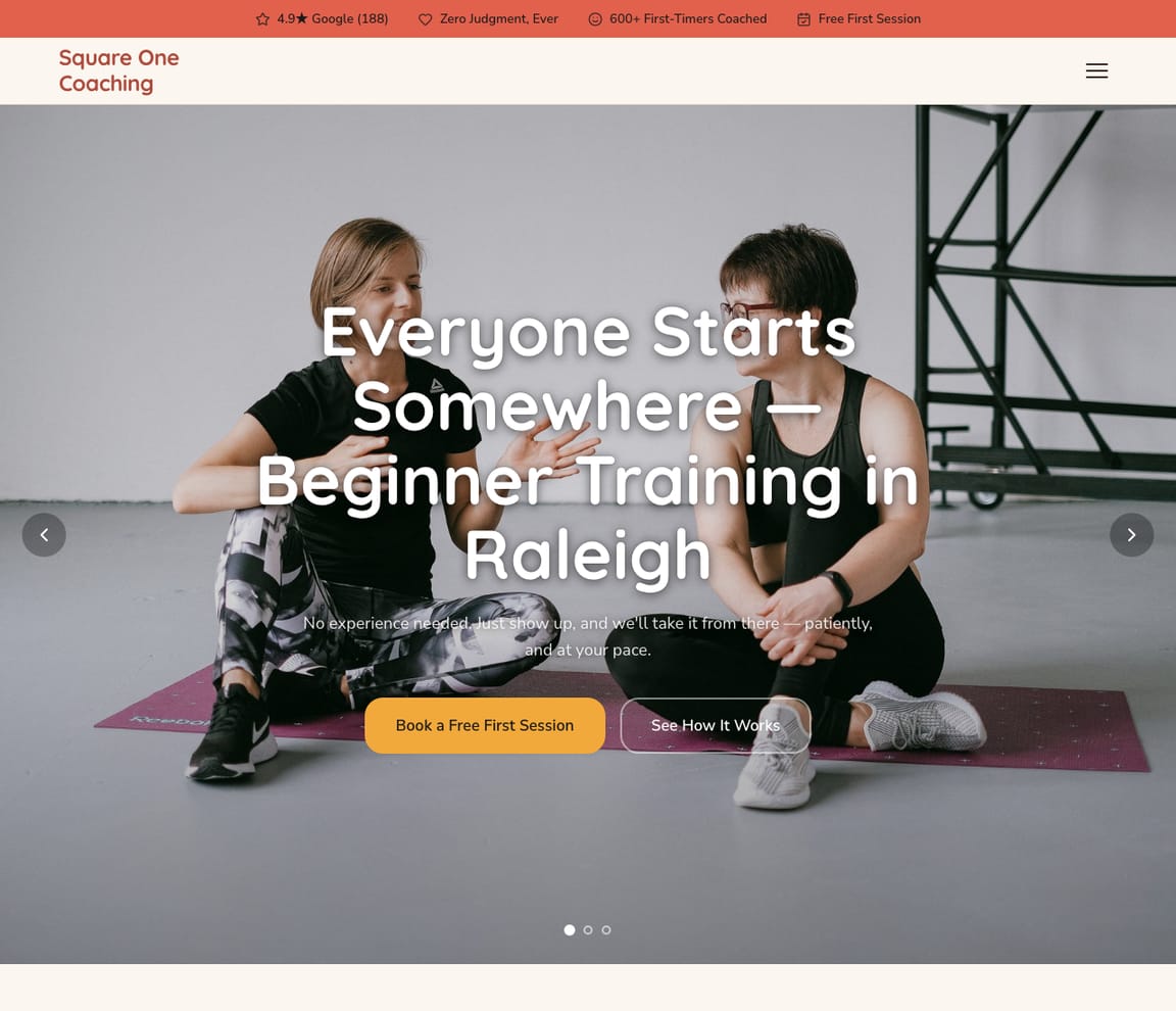 Beginner Personal Trainer website template preview