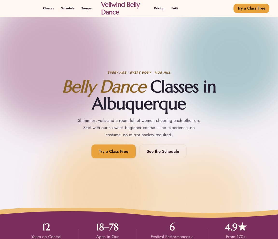 Belly Dance Studio website template preview