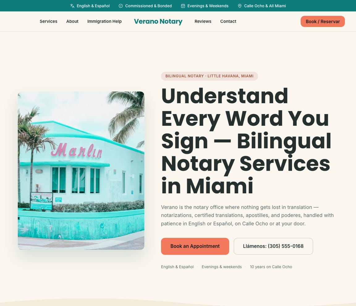 Bilingual Notary website template preview