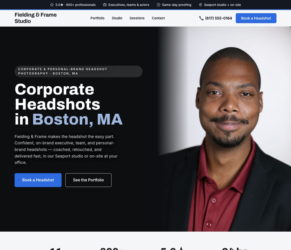 Headshot Photographer website template preview