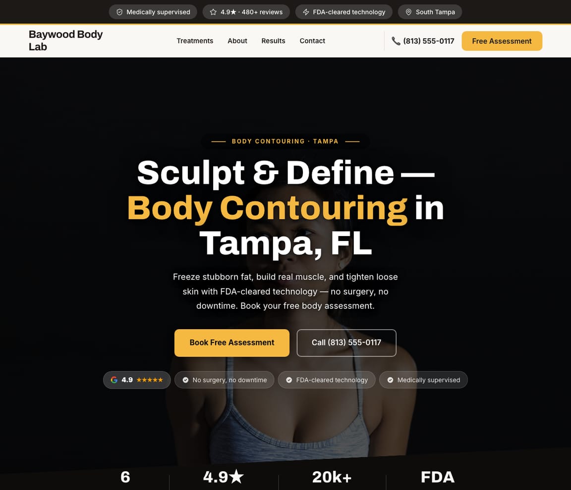 Body Contouring Studio website template preview