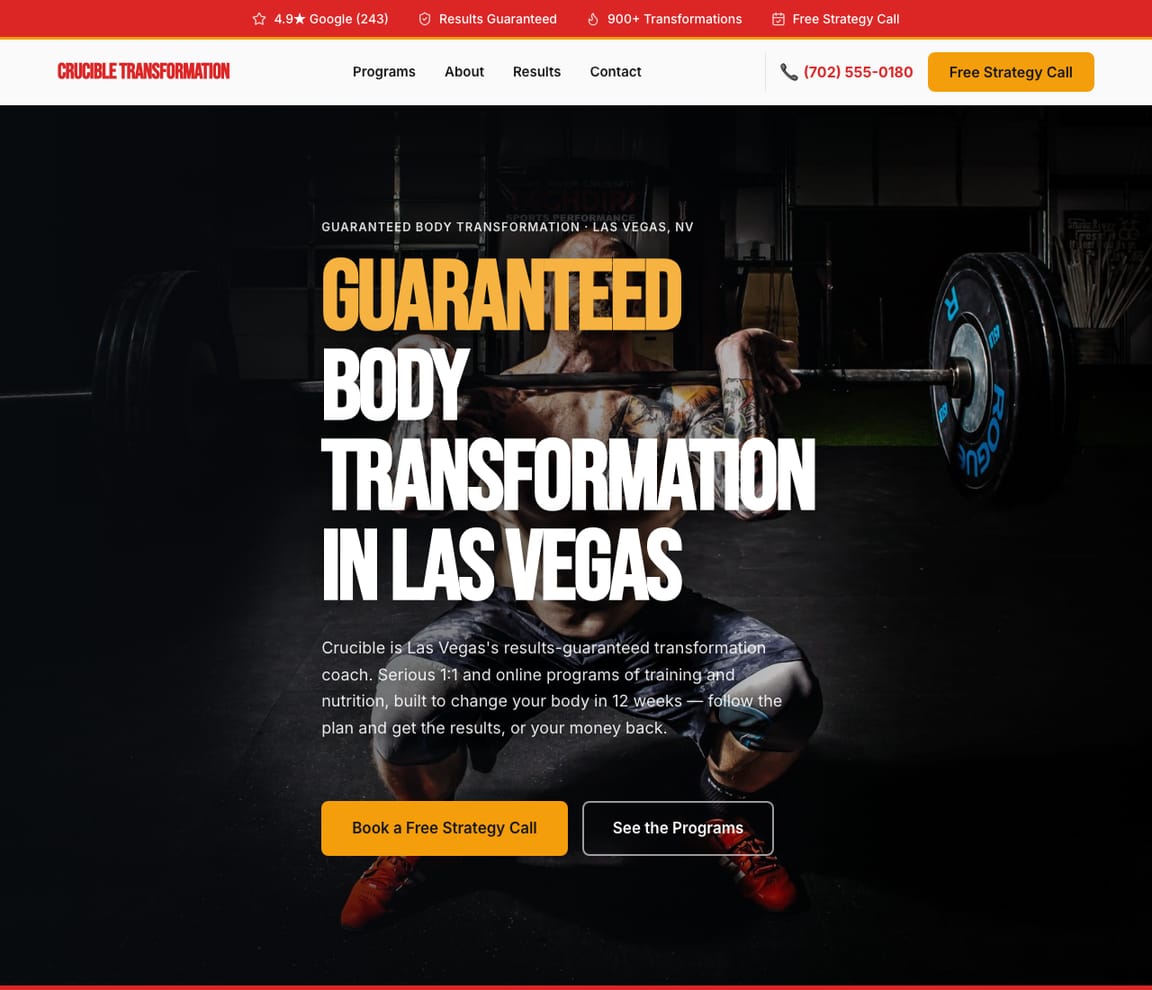 Body Transformation Coach website template preview