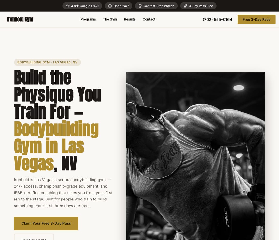 Bodybuilding Gym website template preview