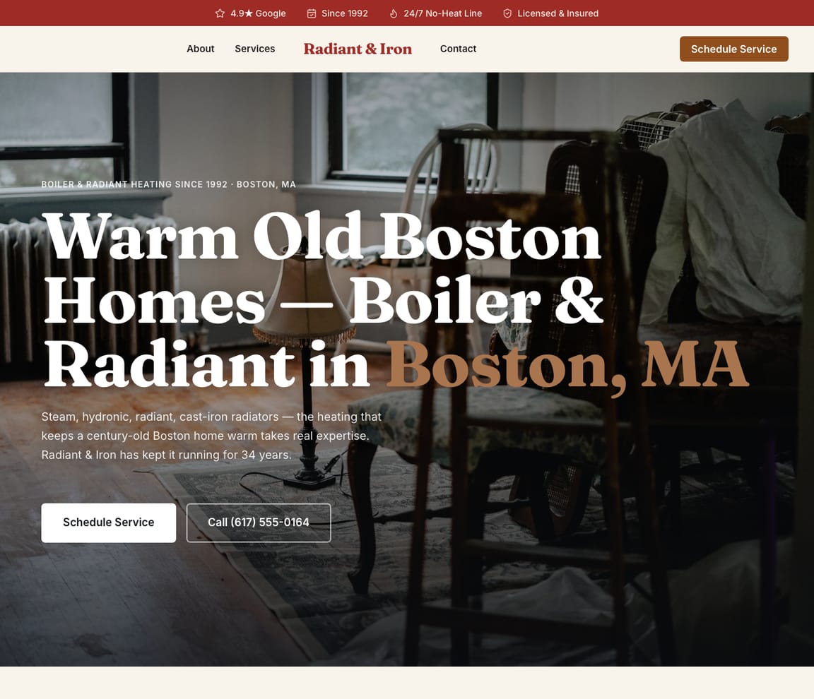 HVAC - Boiler & Radiant website template preview