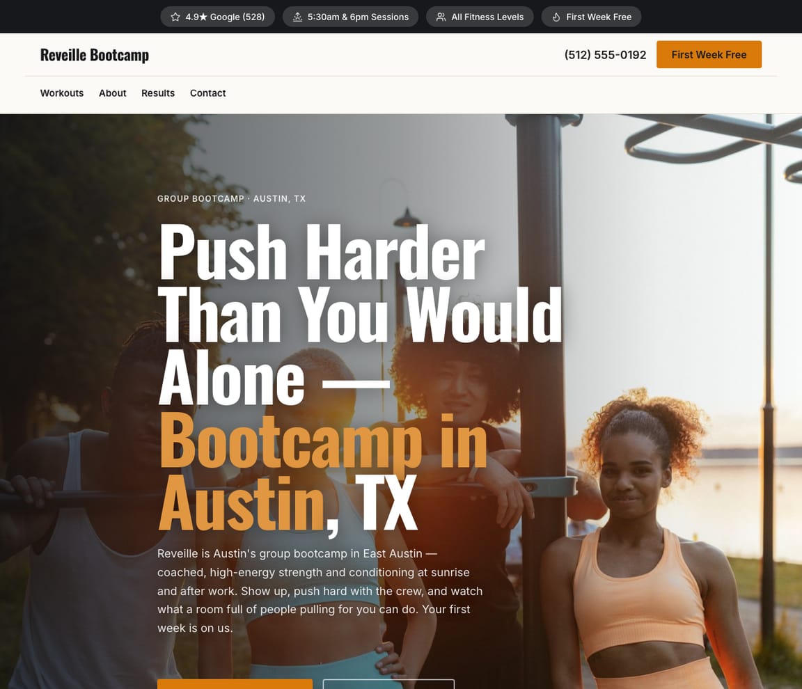 Bootcamp website template preview