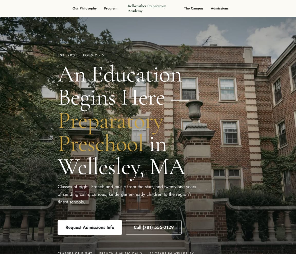 Boutique Preparatory Preschool website template preview