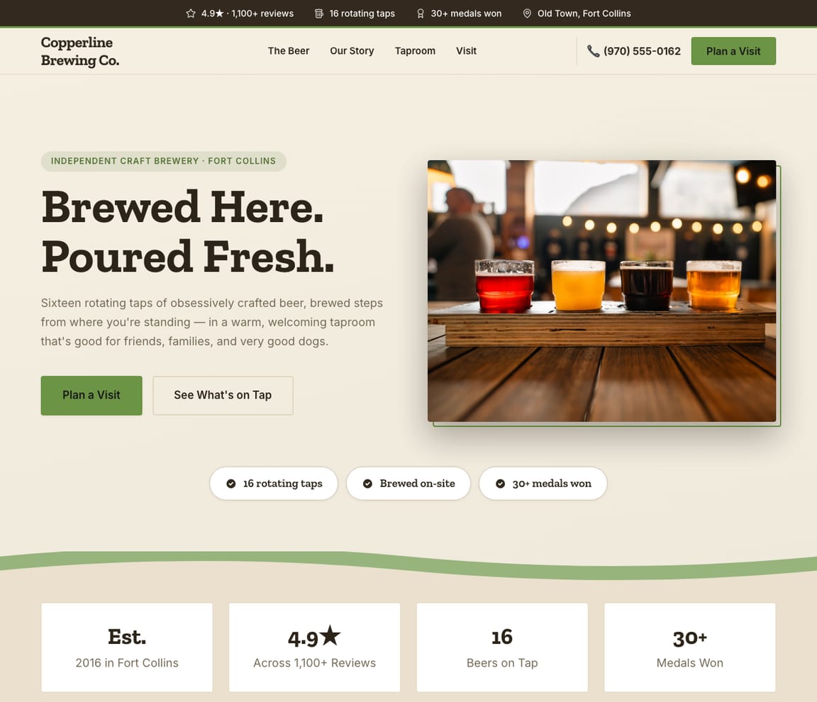 Craft Brewery website template preview