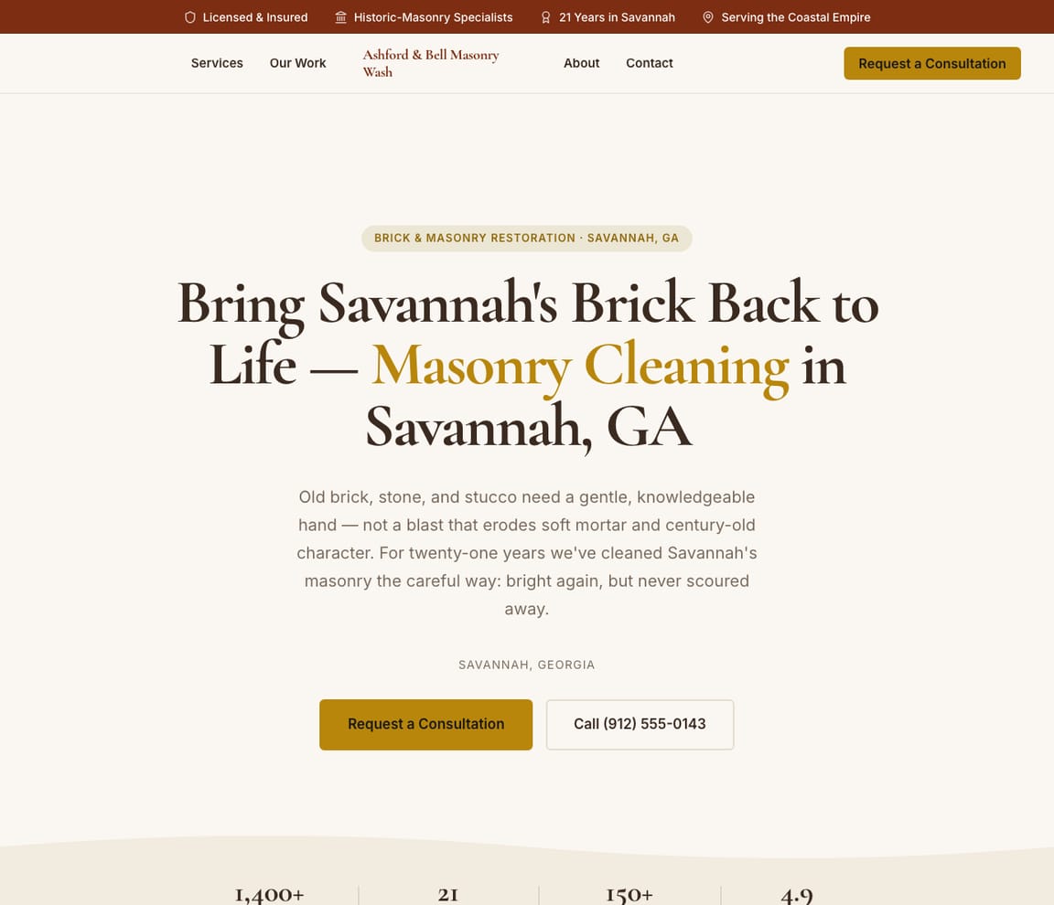 Brick & Masonry Cleaning website template preview