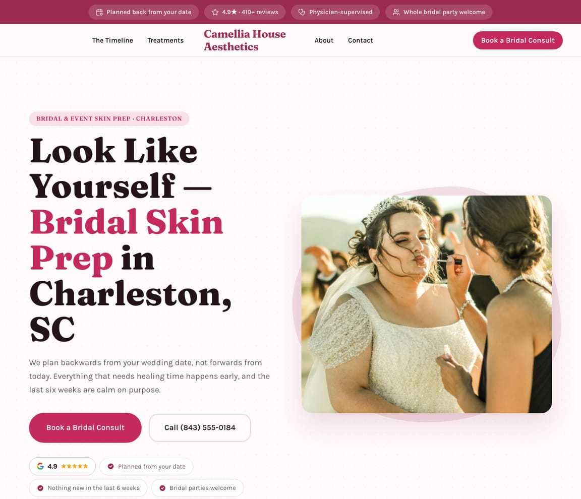 Bridal Skin Prep website template preview