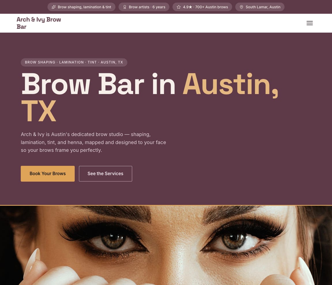 Brow Bar website template preview