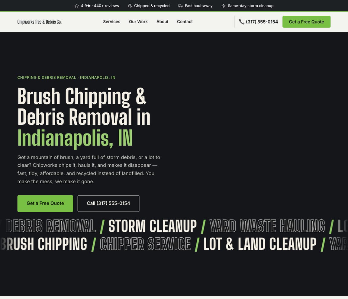 Brush Chipping & Debris Removal website template preview