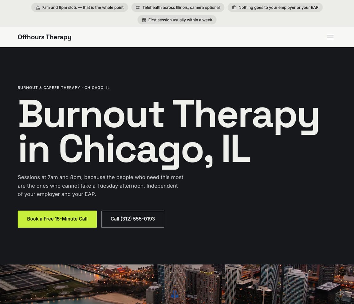 Burnout & Career Therapy website template preview