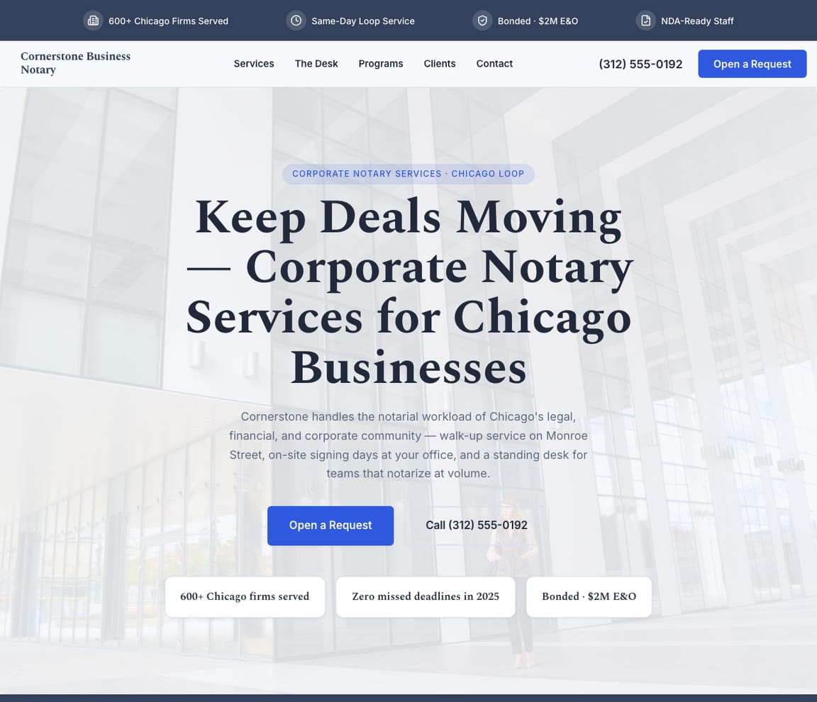Corporate Notary website template preview