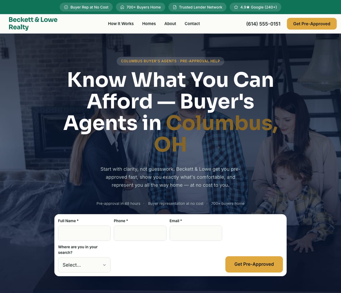 Buyer's Agent / Pre-Approval website template preview