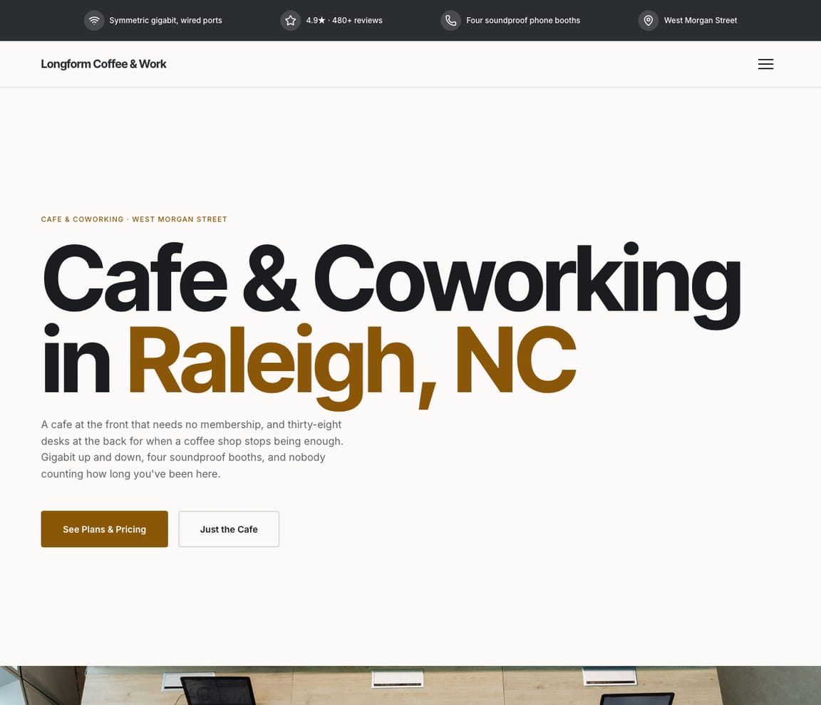 Cafe & Coworking website template preview