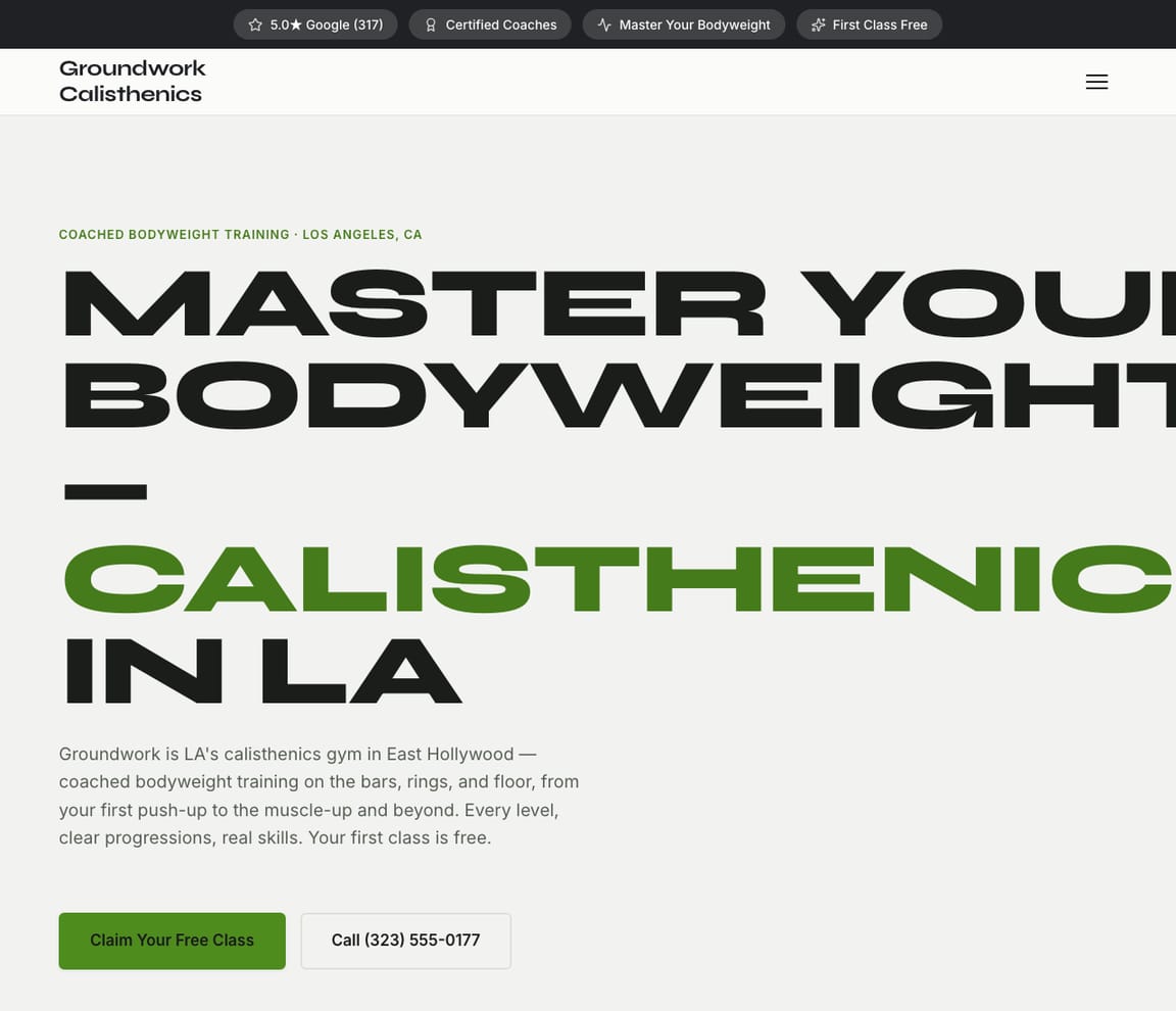 Calisthenics Gym website template preview