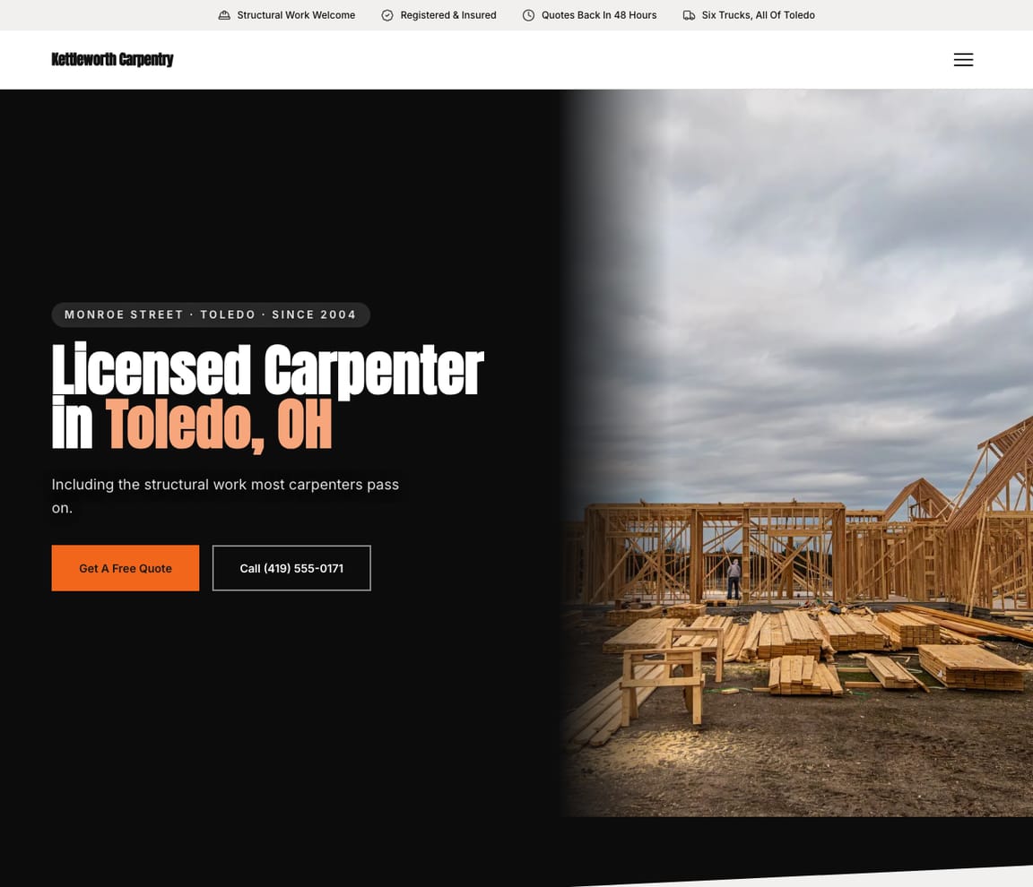Carpentry (Bold) website template preview