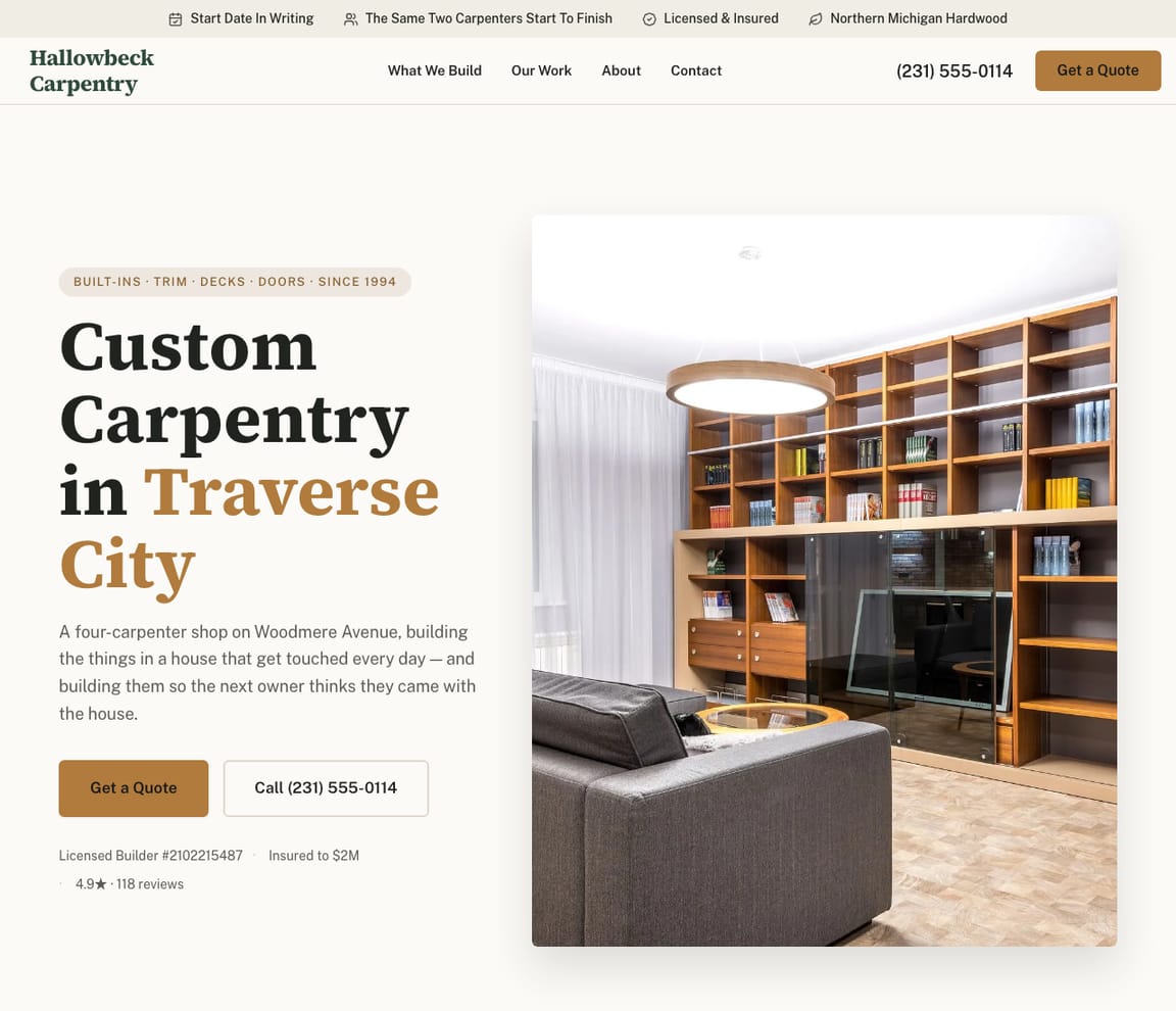 Carpentry (Classic) website template preview
