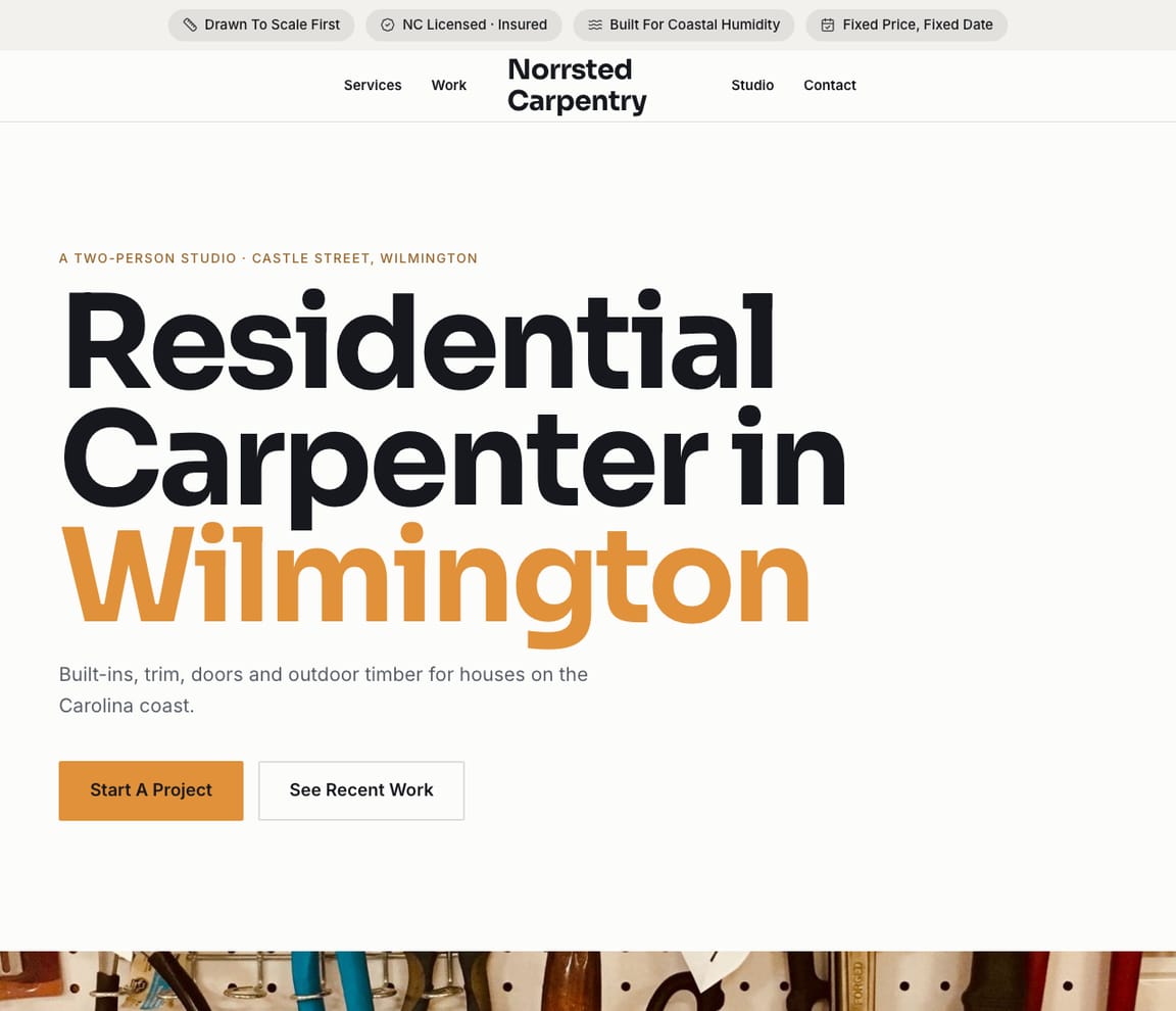 Carpentry (Modern) website template preview