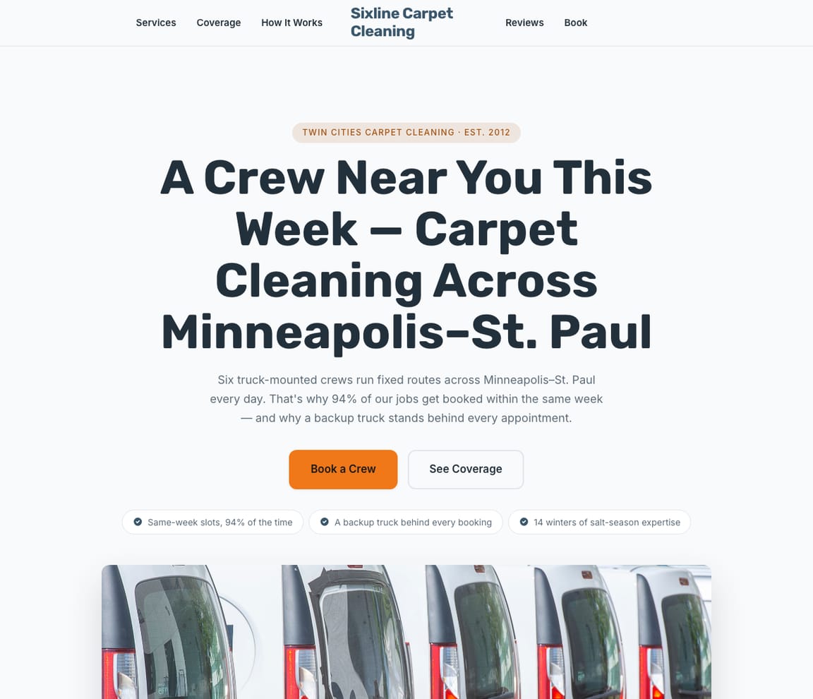 Carpet Cleaning Fleet website template preview