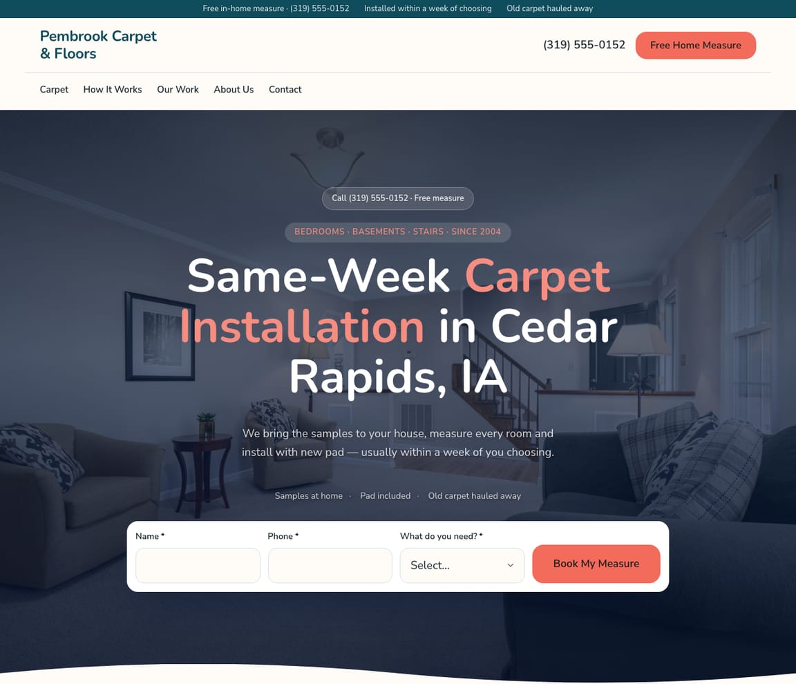 Carpet Installation website template preview