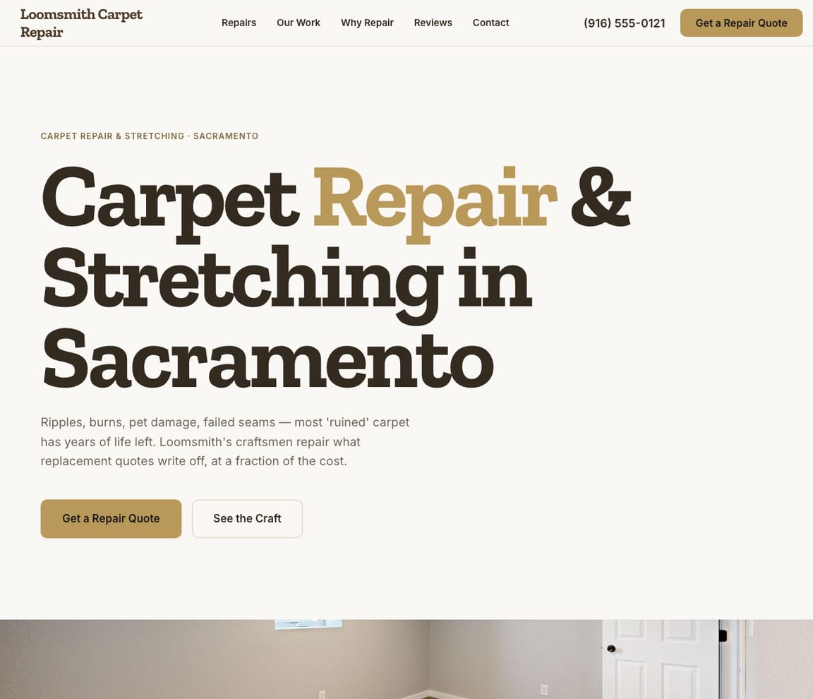 Carpet Repair website template preview