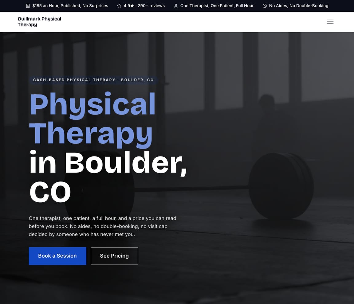 Cash-Based Physical Therapy website template preview