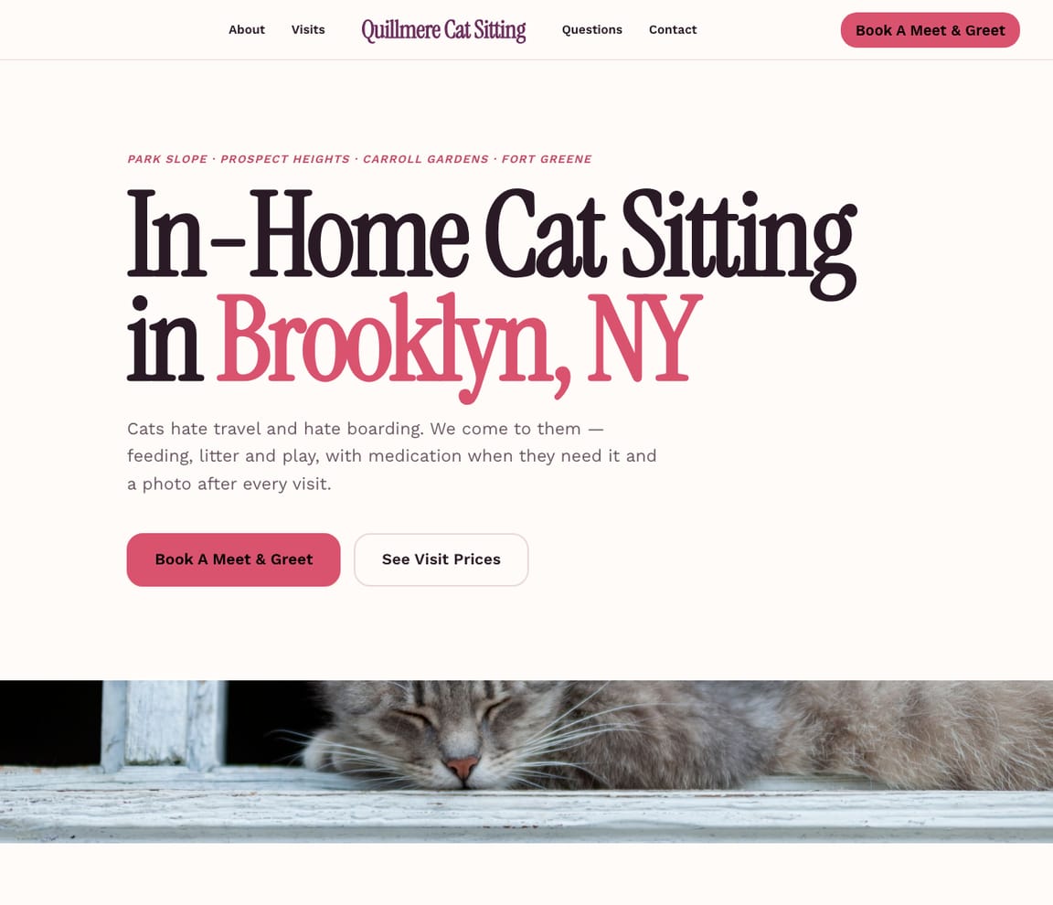 Cat Sitting website template preview