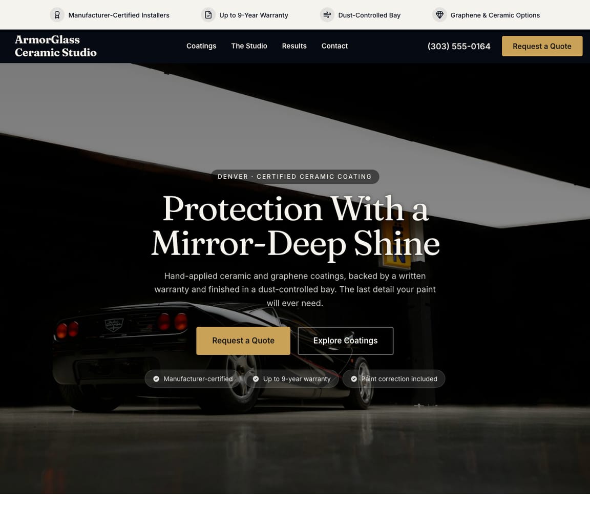 Ceramic Coating Studio website template preview