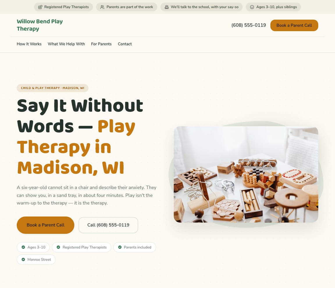 Child & Play Therapy website template preview